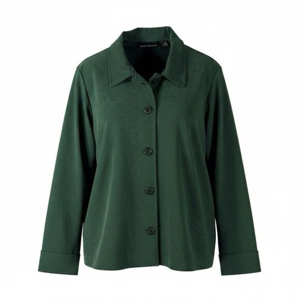 Briggs New York Jacket Womens Medium Green Button Front Polyester Blend